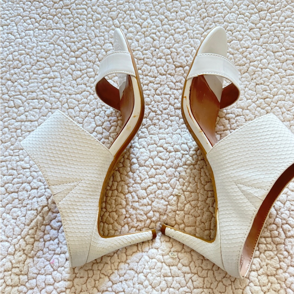 Calvin Klein White Open-Toe Heels - image 3